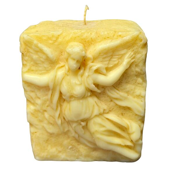 Large Angelic Angel Carved Wax Candle - Decorative Home Decor - Picture 1 of 10